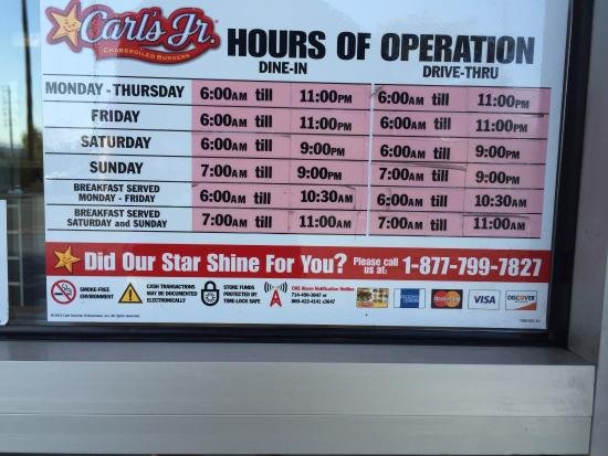 Carls Jr Lunch Hours